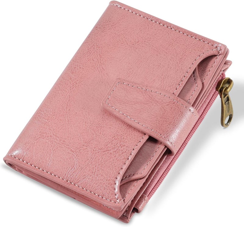 Airkit Small Wallet Women RFID Blocking Soft Leather Bifold Compact Card Holder Wallet for Women with Zipper Coin Pocket 4 ID Window - Image 1